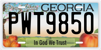 GA license plate PWT9850