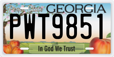 GA license plate PWT9851