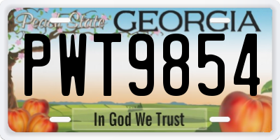GA license plate PWT9854