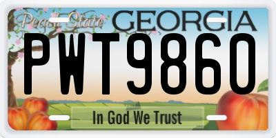 GA license plate PWT9860