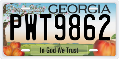 GA license plate PWT9862