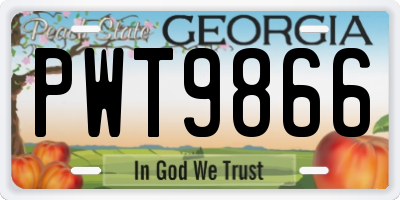 GA license plate PWT9866