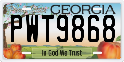 GA license plate PWT9868