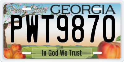 GA license plate PWT9870