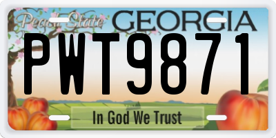 GA license plate PWT9871