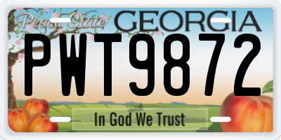 GA license plate PWT9872