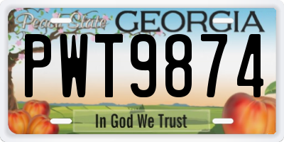 GA license plate PWT9874