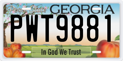 GA license plate PWT9881
