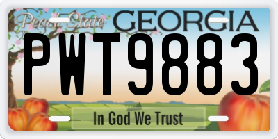 GA license plate PWT9883