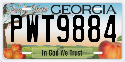 GA license plate PWT9884