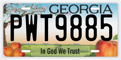 GA license plate PWT9885