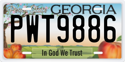 GA license plate PWT9886
