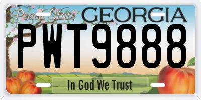 GA license plate PWT9888