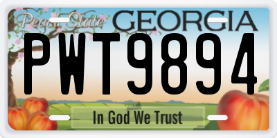 GA license plate PWT9894