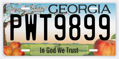 GA license plate PWT9899