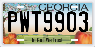 GA license plate PWT9903