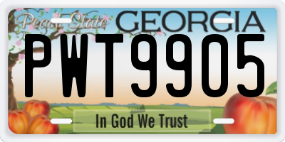 GA license plate PWT9905
