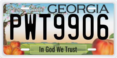 GA license plate PWT9906