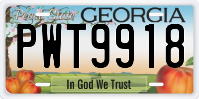 GA license plate PWT9918
