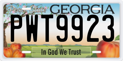 GA license plate PWT9923