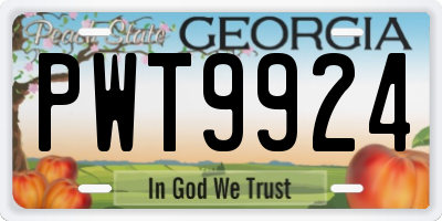GA license plate PWT9924