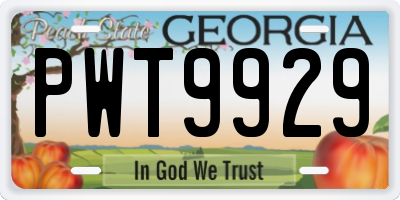GA license plate PWT9929