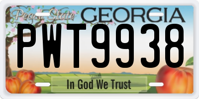 GA license plate PWT9938