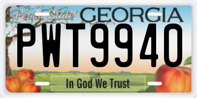 GA license plate PWT9940