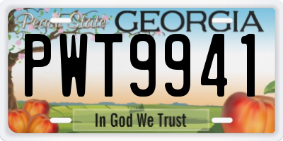 GA license plate PWT9941
