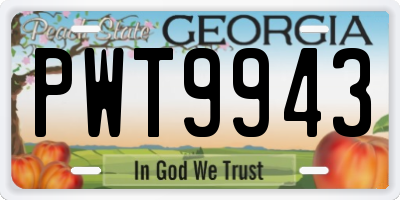 GA license plate PWT9943