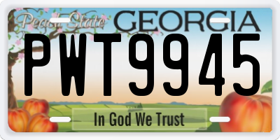 GA license plate PWT9945