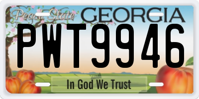GA license plate PWT9946