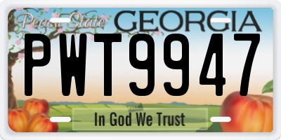 GA license plate PWT9947