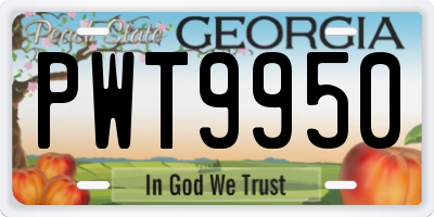 GA license plate PWT9950