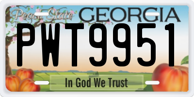 GA license plate PWT9951