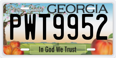 GA license plate PWT9952