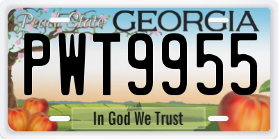 GA license plate PWT9955