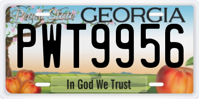 GA license plate PWT9956