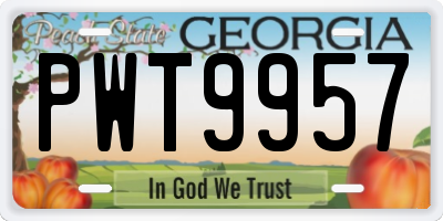 GA license plate PWT9957