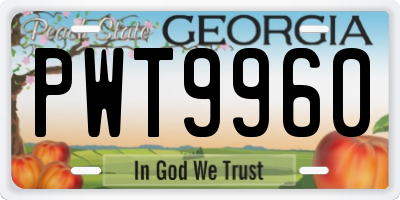 GA license plate PWT9960