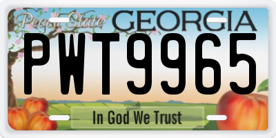 GA license plate PWT9965