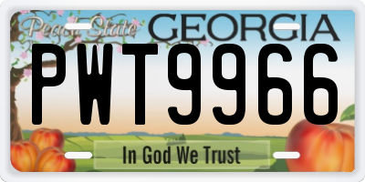 GA license plate PWT9966