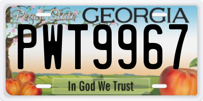 GA license plate PWT9967