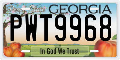 GA license plate PWT9968