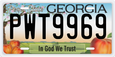 GA license plate PWT9969