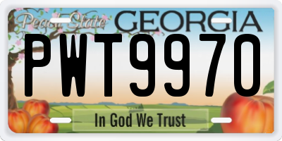 GA license plate PWT9970