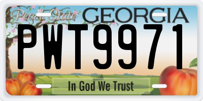 GA license plate PWT9971