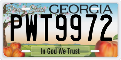 GA license plate PWT9972