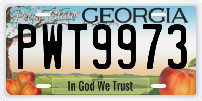 GA license plate PWT9973