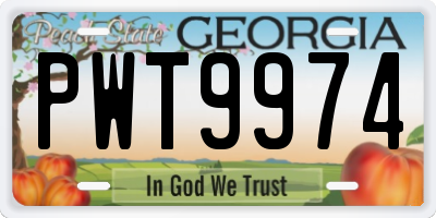 GA license plate PWT9974